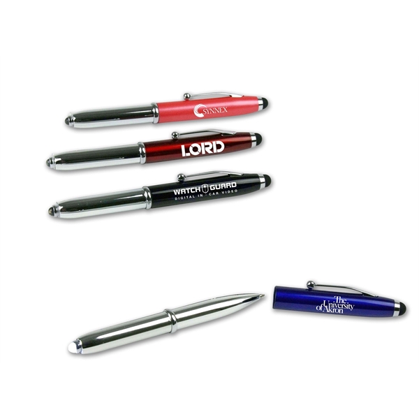 Heavy-duty aluminum multi-function pen with a stylus and flashlight.... from ASI 84514 Safety Made
