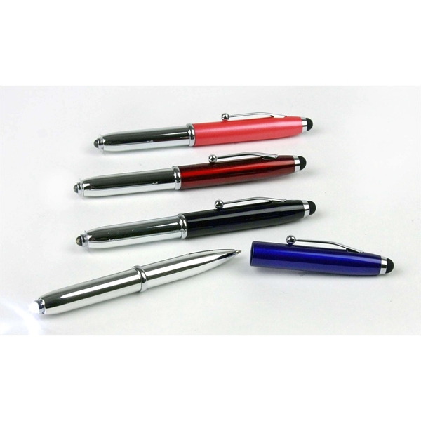 Heavy-duty aluminum multi-function pen with a stylus and flashlight.... from ASI 84514 Safety Made