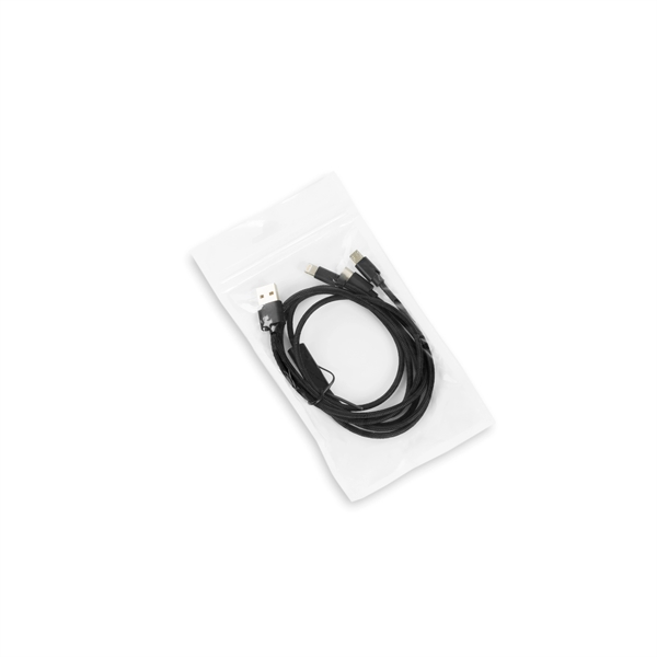 Four foot 3-in-1 plastic and aluminum charging cable with Type-C, MicroUSB... from ASI 91435 Tomax USA / Tomax