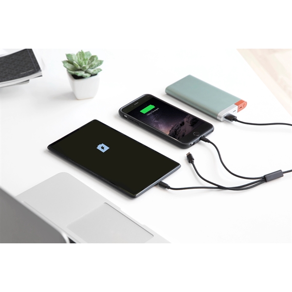 Four foot 3-in-1 plastic and aluminum charging cable with Type-C, MicroUSB... from ASI 91435 Tomax USA / Tomax