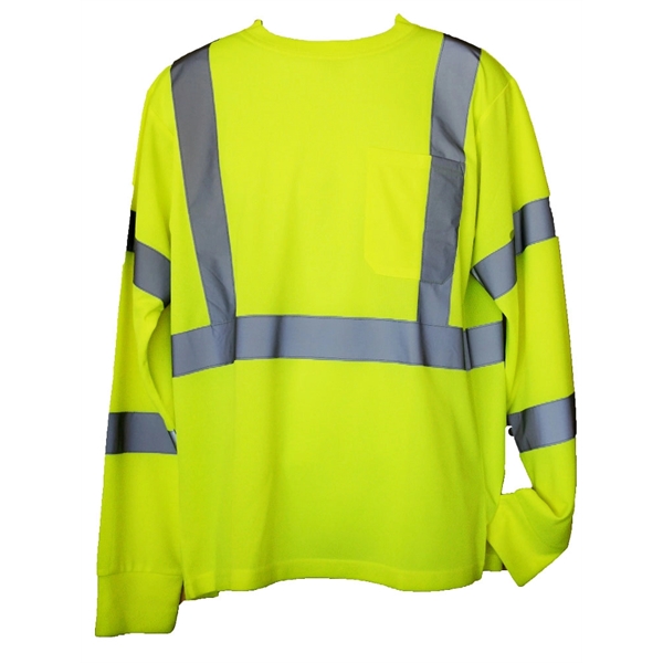Long sleeve hi-viz safety t-shirt made with reflective striping, one pocket,... from ASI 31260 AdCapitol