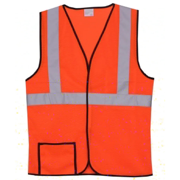 Single-stripe orange mesh safety vest with a 360-degree 2" reflective horizontal... from ASI 31260 AdCapitol