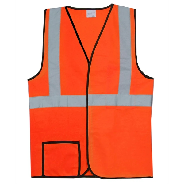 Single-stripe orange solid safety vest with  2" reflective horizontal stripe,... from ASI 31260 AdCapitol