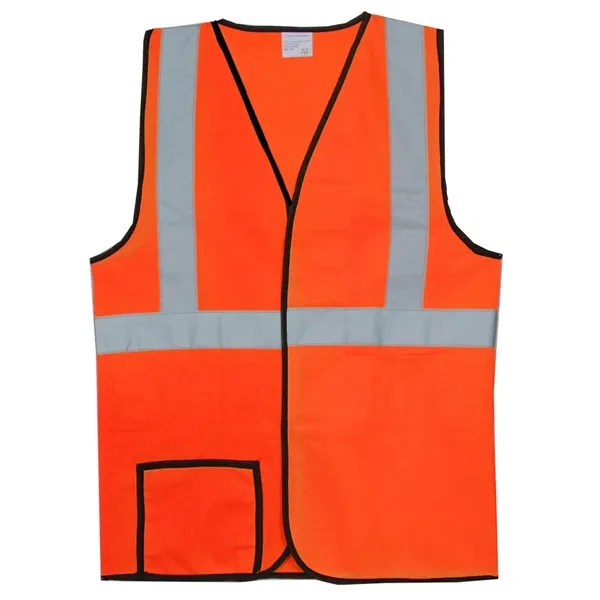 Single-stripe orange solid safety vest with  2" reflective horizontal stripe,... from ASI 31260 AdCapitol
