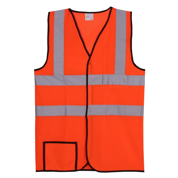 Dual-stripe orange mesh safety vest with two 360-degree 2" reflective horizontal... from ASI 31260 AdCapitol