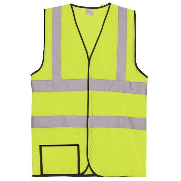 Dual-stripe yellow mesh safety vest with two 360-degree 2" reflective horizontal... from ASI 31260 AdCapitol