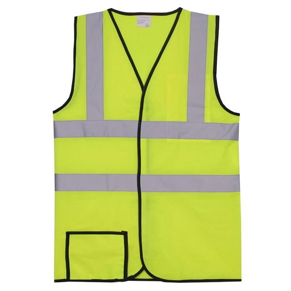Dual-striped yellow Solid safety vest with two 360-degree 2" reflective horizontal... from ASI 31260 AdCapitol