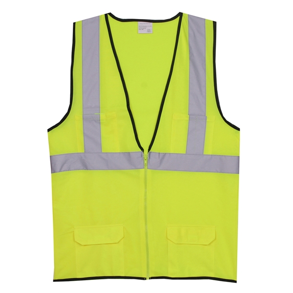 Yellow zippered solid safety vest with 360-degree 2" reflective horizontal stripe,... from ASI 31260 AdCapitol