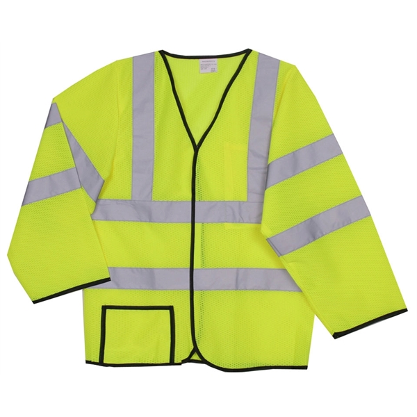 2XL/3XL yellow mesh long-sleeve safety vest with 2" horizontal/vertical reflective stripes... from ASI 31260 AdCapitol