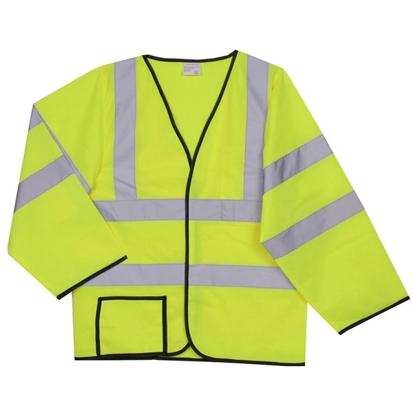S/M yellow solid long-sleeve safety vest with 2" horizontal/vertical reflective stripes... from ASI 31260 AdCapitol