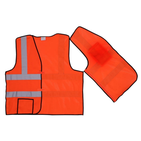 One-size orange solid break-away safety vest with 2" reflective horizontal/vertical stripes;... from ASI 31260 AdCapitol