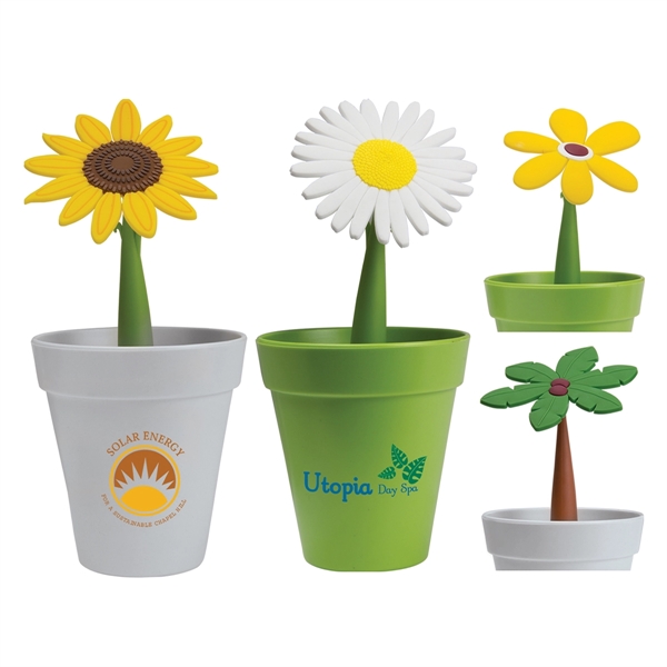 Flower shaped ballpoint pen with plastic cap and black ink with... from ASI 62190 Illini