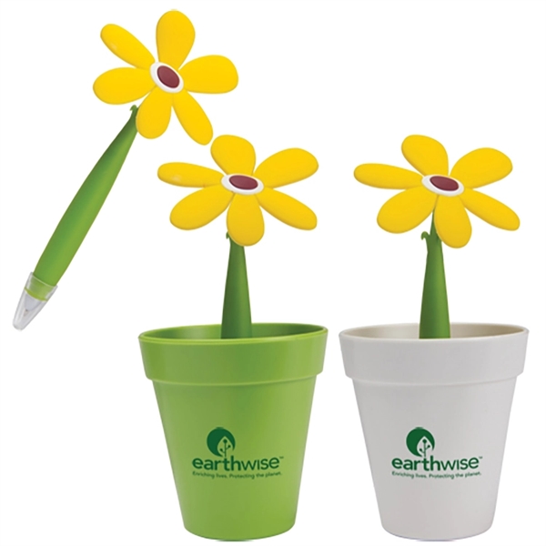 Flower shaped ballpoint pen with plastic cap and black ink with... from ASI 62190 Illini