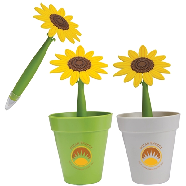 Flower shaped ballpoint pen with plastic cap and black ink with... from ASI 62190 Illini