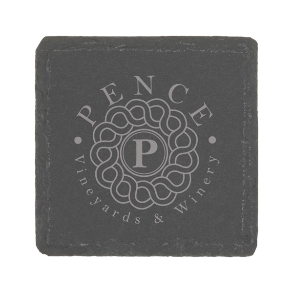 4" square beverage coaster made of natural slate stone and backed... from ASI 57655 STOPNGO Line