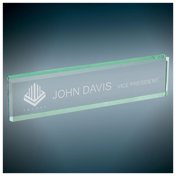 2" x 8" engraved jade glass desk wedge.... from ASI 92531 Unique Custom Products / UCP