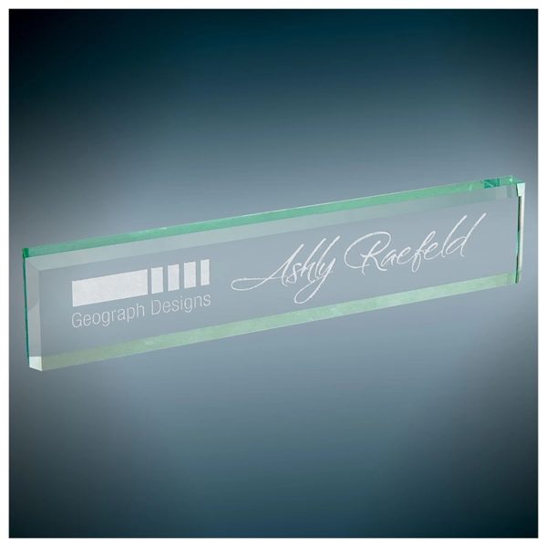 2" x 10" engraved jade glass desk wedge.... from ASI 92531 Unique Custom Products / UCP