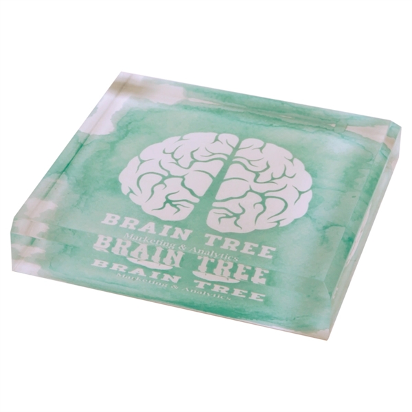 3.75" x 3.75" printed acrylic paperweight.... from ASI 92531 Unique Custom Products / UCP
