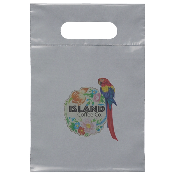 2.5 mil. low-density plastic bag with reinforced die cut handle.... from ASI 37940 Bag Makers Inc