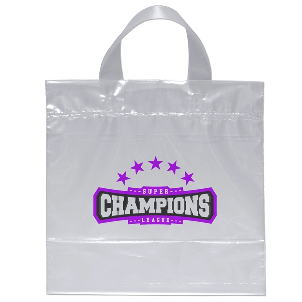 Low-density plastic bag with sturdy, fused soft loop handles.... from ASI 37940 Bag Makers Inc