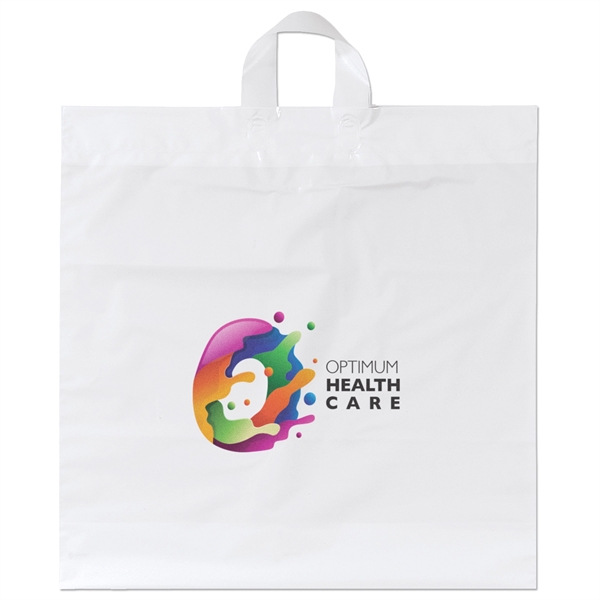 Low-density plastic bag with sturdy, fused soft loop handles.... from ASI 37940 Bag Makers Inc