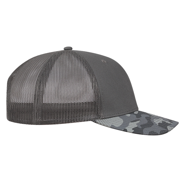 Deluxe Chino Twill Trucker Cap with Printed Fatigue Visor.... from ASI 80129 Quake City Caps