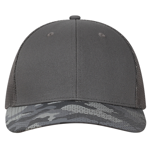 Deluxe Chino Twill Trucker Cap with Printed Fatigue Visor.... from ASI 80129 Quake City Caps