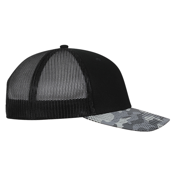 Deluxe Chino Twill Trucker Cap with Printed Fatigue Visor.... from ASI 80129 Quake City Caps