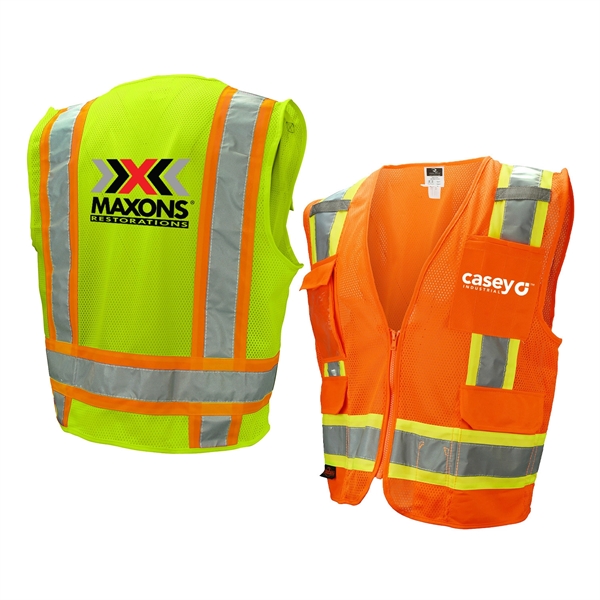 ANSI Certified Type R Class 2 safety vest with two-tone reflective... from ASI 46170 Compass Industries Inc