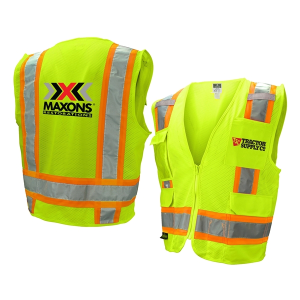 ANSI Certified Type R Class 2 safety vest with two-tone reflective... from ASI 46170 Compass Industries Inc