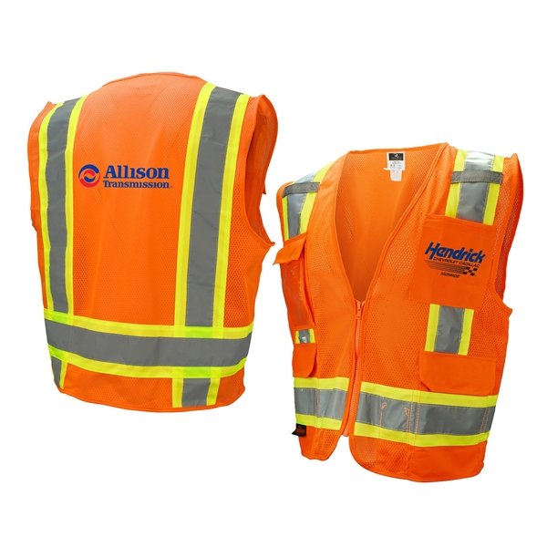 ANSI Certified Type R Class 2 safety vest with two-tone reflective... from ASI 46170 Compass Industries Inc