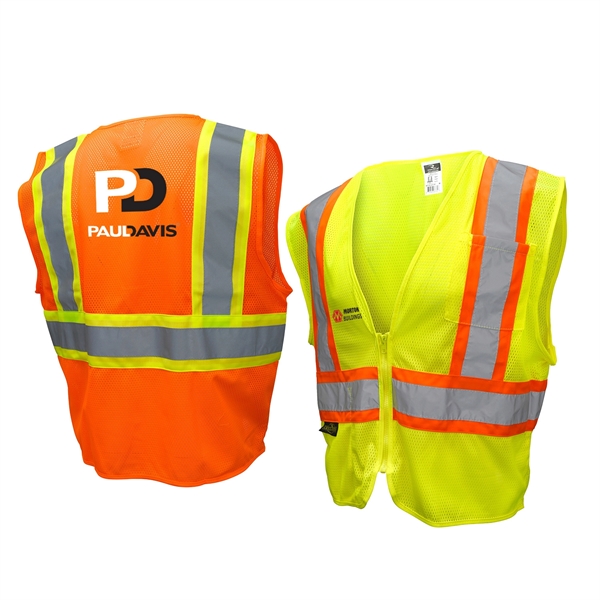 ANSI Certified Type R Class 2 safety vest with two-tone trim... from ASI 46170 Compass Industries Inc