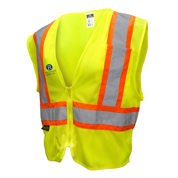 ANSI Certified Type R Class 2 safety vest with two-tone trim... from ASI 46170 Compass Industries Inc