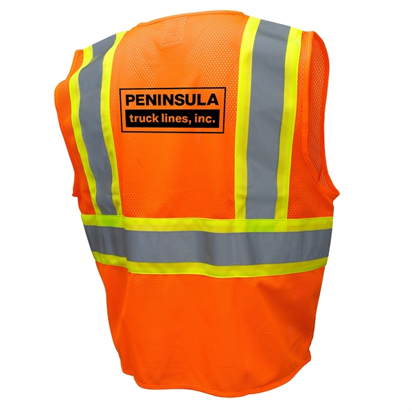 ANSI Certified Type R Class 2 safety vest with two-tone trim... from ASI 46170 Compass Industries Inc
