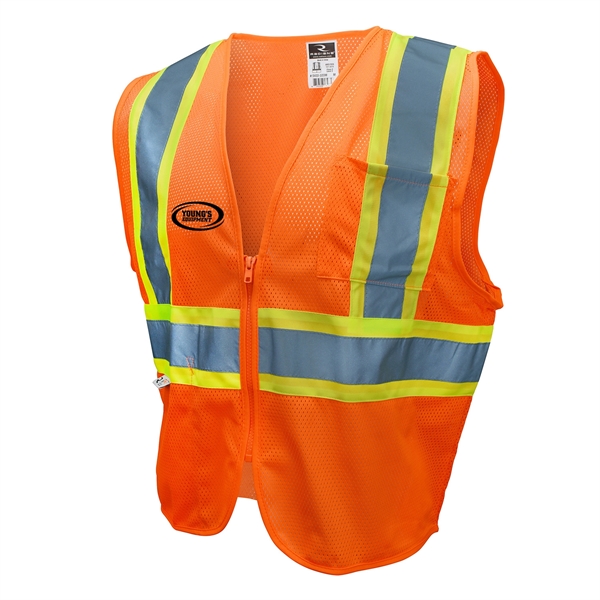 ANSI Certified Type R Class 2 safety vest with two-tone trim... from ASI 46170 Compass Industries Inc