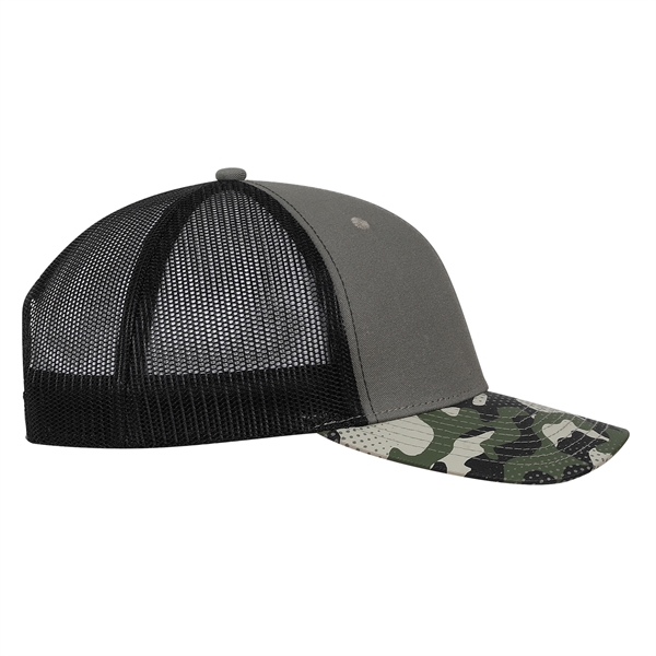 Deluxe Chino Twill Trucker Cap with Printed Fatigue Visor.... from ASI 80129 Quake City Caps