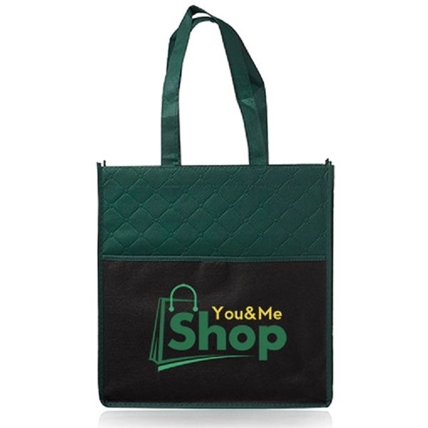 Two tone non-woven grocery tote bag with diamond quilted pattern on... from ASI 39552 BEL Promo