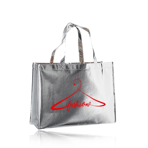 Non-woven metallic laminated shopping bag with 24" straps.... from ASI 39552 BEL Promo