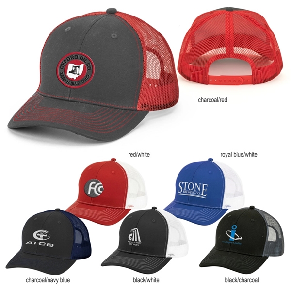 Structured, mid profile, six-panel cap made of polyester/cotton with pre-curved contrast... from ASI 88060 Snugz/USA Inc / Sweda®