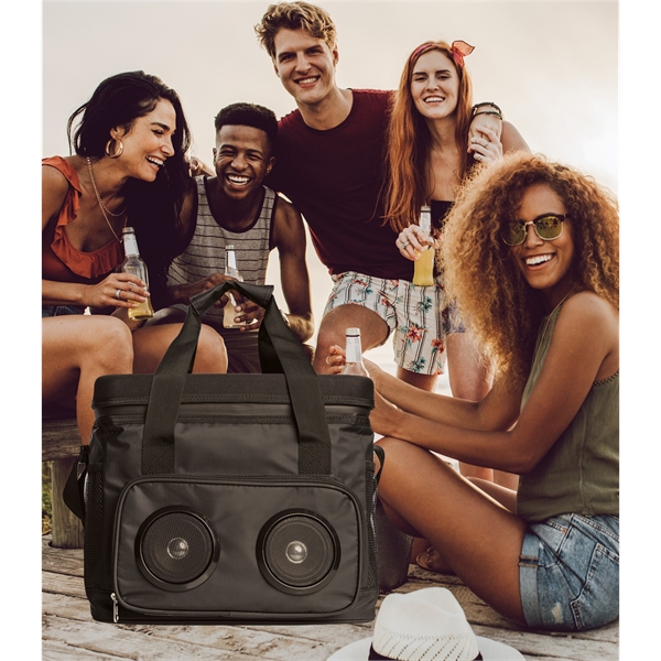 Cooler made from heavy-duty PEVA-lined tarpaulin material with two built-in Bluetooth... from ASI 76730 Peerless Umbrella Co Inc / Threads By Peerless