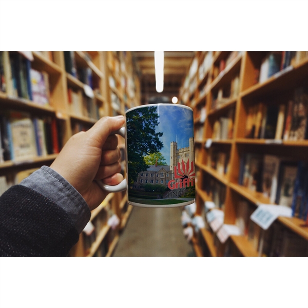 15 ounce stoneware mug with glossy design and D-shaped handle.... from ASI 57653 Gold Bond