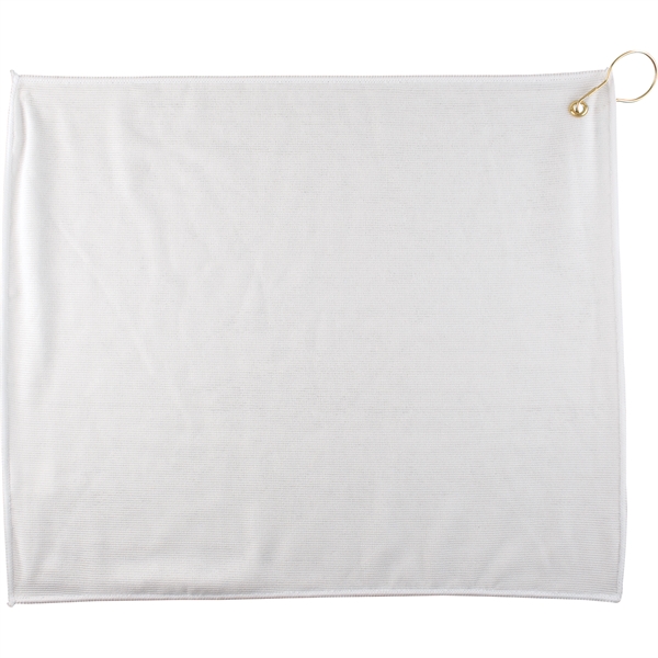 15" x 18" polyester blend white golf towel with a brass... from ASI 57653 Gold Bond