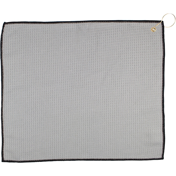 15" x 18" golf towel with waffle design and grommet.... from ASI 57653 Gold Bond