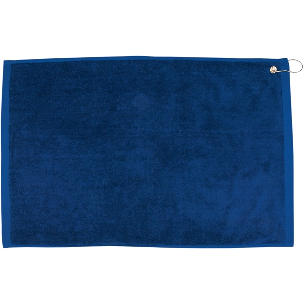 16" x 25" hemmed cotton velour golf towel with brass grommet... from ASI 57653 Gold Bond