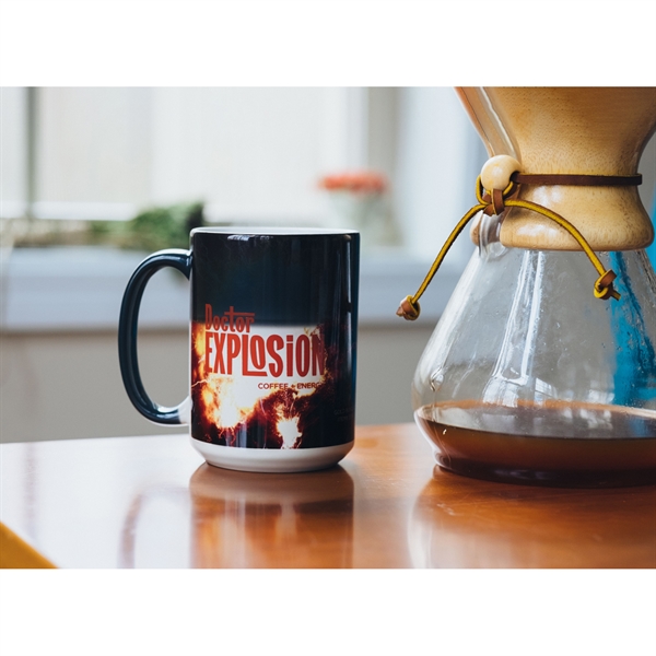 15 ounce ceramic mug with C-shaped handle and thermochromatic imprint.... from ASI 57653 Gold Bond
