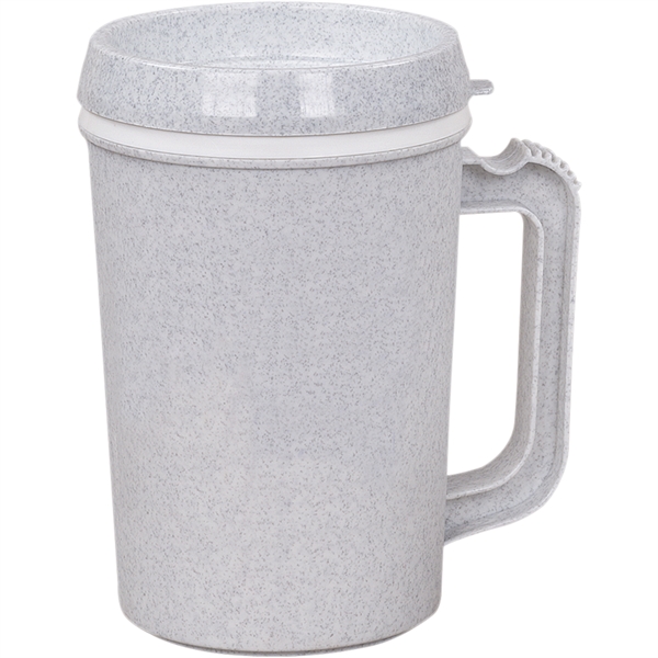 22 ounce double-wall insulated mug with handle, ribbed thumb stabilizer and... from ASI 57653 Gold Bond