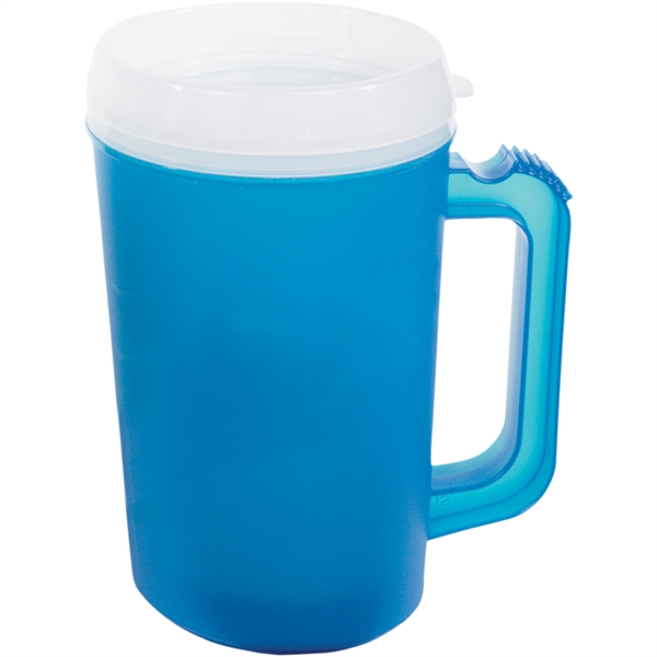 22 ounce double-wall insulated mug with handle, ribbed thumb stabilizer and... from ASI 57653 Gold Bond