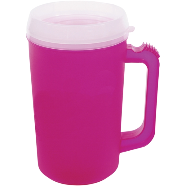 22 ounce double-wall insulated mug with handle, ribbed thumb stabilizer and... from ASI 57653 Gold Bond