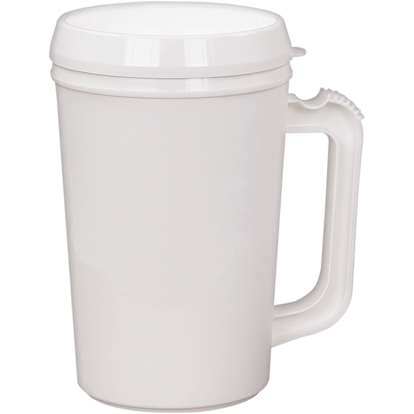 22 ounce double-wall insulated mug with handle, ribbed thumb stabilizer and... from ASI 57653 Gold Bond