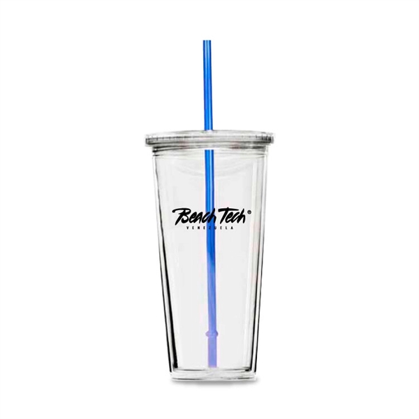 24 oz acrylic travel tumbler with screw-on lid and straw.... from ASI 30112 ACE Products / Ace Line